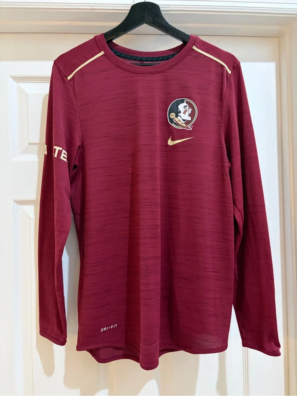 Nike Maroon and Gold Long Sleeve Performance Top